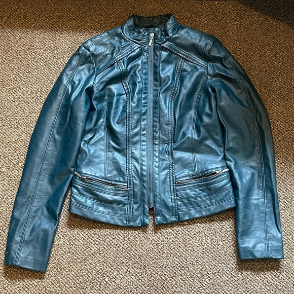 Suzy Shier Blue Leather Jacket - Picture 3 of 3